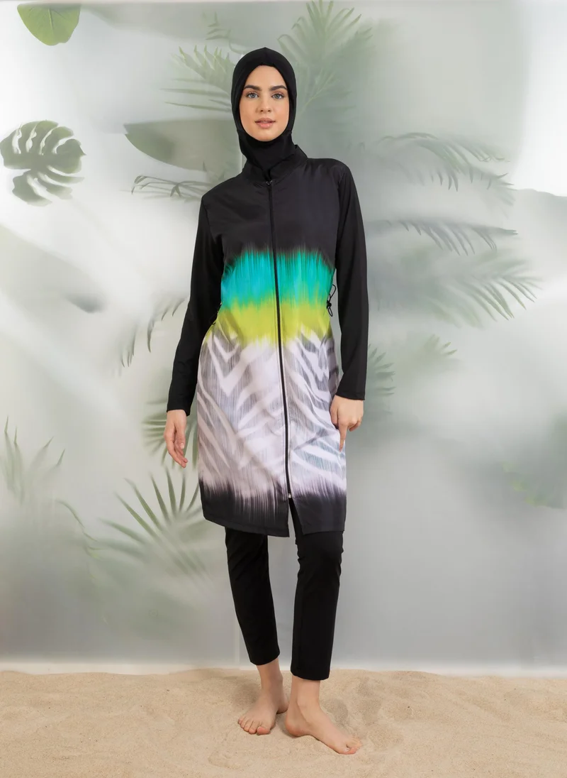 Mayo Bella by Modanisa Black - Beige - Burkini - Mayo Bella