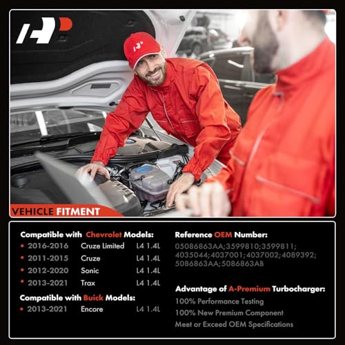 A-Premium Turbocharger with Installation Kits & Turbo Oil Feed Line Compatible with Chevy & Buick Models - Cruze 2011-2015, Cruze Limited 2016, Sonic 2012-2020, Encore, Trax 2013-2021 - # 55565353 - Image 3