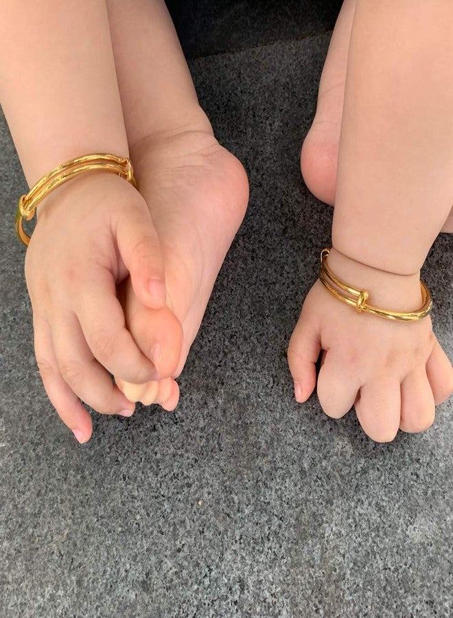 إيثلين مجموعة هدايا عيد الميلاد من إيثلين للأطفال، قطعتان/مجموعة، أساور وأساور قابلة للتمدد مطلية بالذهب عيار 18 قيراطًا، لامعة، مناسبة للأطفال من عمر 12 شهرًا - Image 4