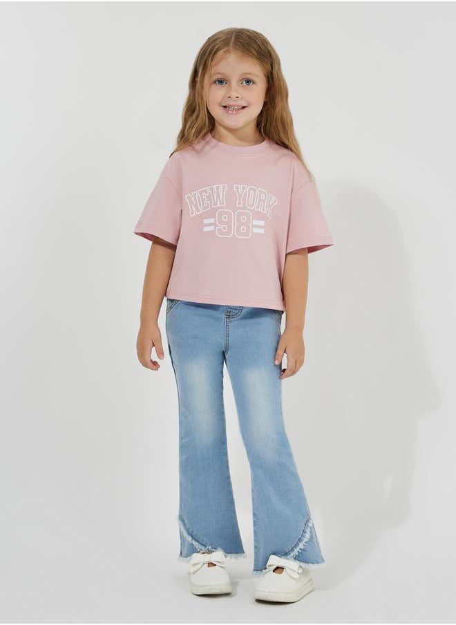 Styli Dropped Shoulder Printed Oversized Crop T-Shirt  - Image 2