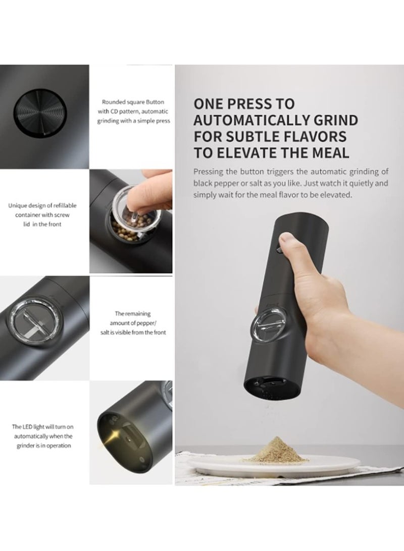 MJZ Electric Salt and Pepper Grinder, Automatic Pepper Grinder with LED Light Spices Shaker, Adjustable Ceramic Rotor for Coarse to Fine Grinding, Battery Powered Pepper Mills with Adjustable Coarseness, One-Handed Operation, Electric Black Pepper/Salt/Spice Grinder Ideal for Kitchen Outdoor BBQ - Image 3