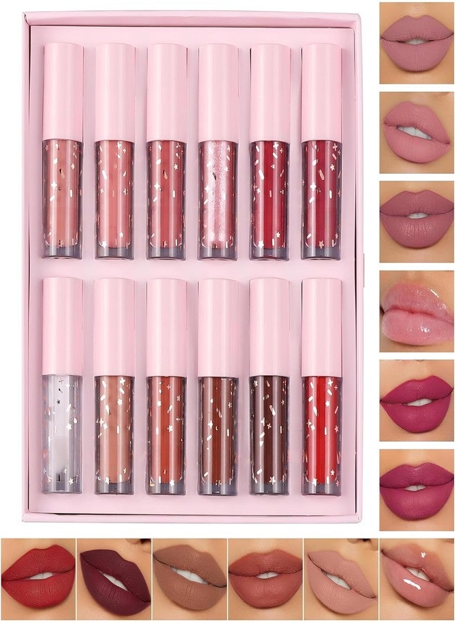 Bajajbeautyshop 12 pieces Book Style Velvet Liquid Matte Lipstick Waterproof, Non Stick, Nude Lip Glossy Combo Pack Lipsticks For Women -(12 Colour Liquid Lipstick Set) - Image 1