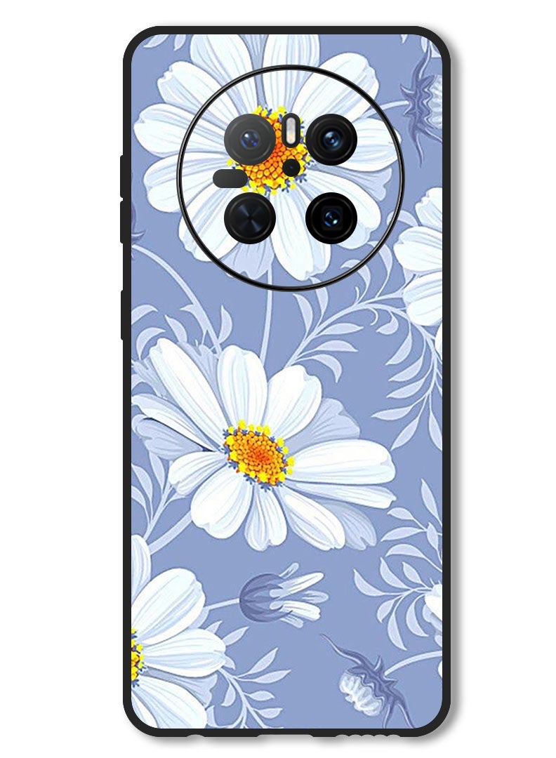 Theodor Case Compatible with Huawei Mate 70 Protection Shockproof Bumper Cover White Yellow Flower - Image 1