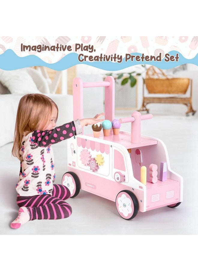 Asweets Wooden Baby Push and Pull Walker with Wheels, Learining Acticity Walker for Boys & Girls, Multiple Activities Center, Develops Motor Skills & Stimulates, 17.3''L x 9.1''W x 18.1''H - Image 5