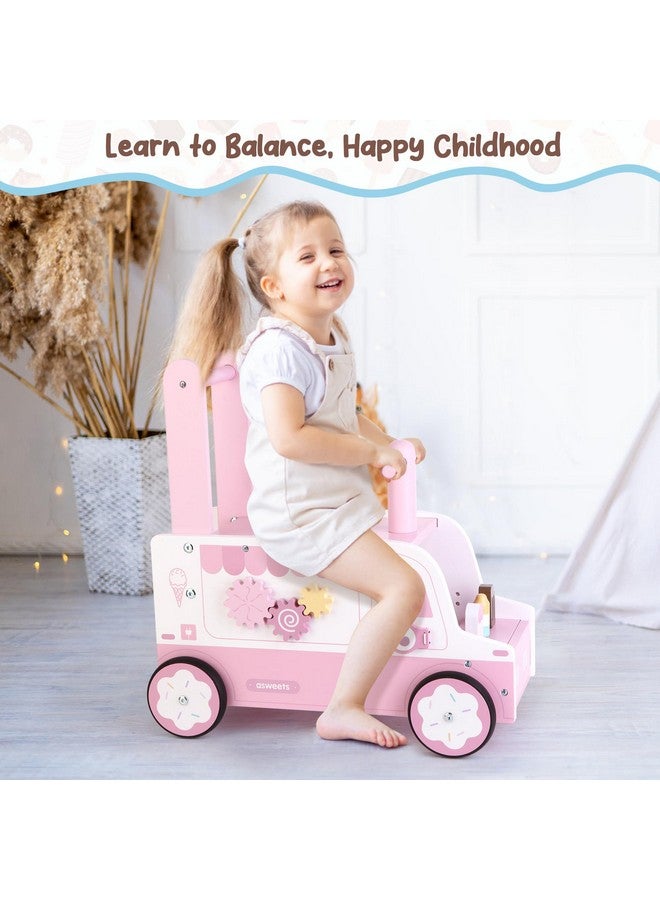 Asweets Wooden Baby Push and Pull Walker with Wheels, Learining Acticity Walker for Boys & Girls, Multiple Activities Center, Develops Motor Skills & Stimulates, 17.3''L x 9.1''W x 18.1''H - Image 4