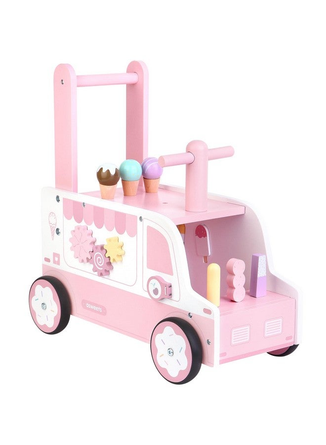 Asweets Wooden Baby Push and Pull Walker with Wheels, Learining Acticity Walker for Boys & Girls, Multiple Activities Center, Develops Motor Skills & Stimulates, 17.3''L x 9.1''W x 18.1''H - Image 1