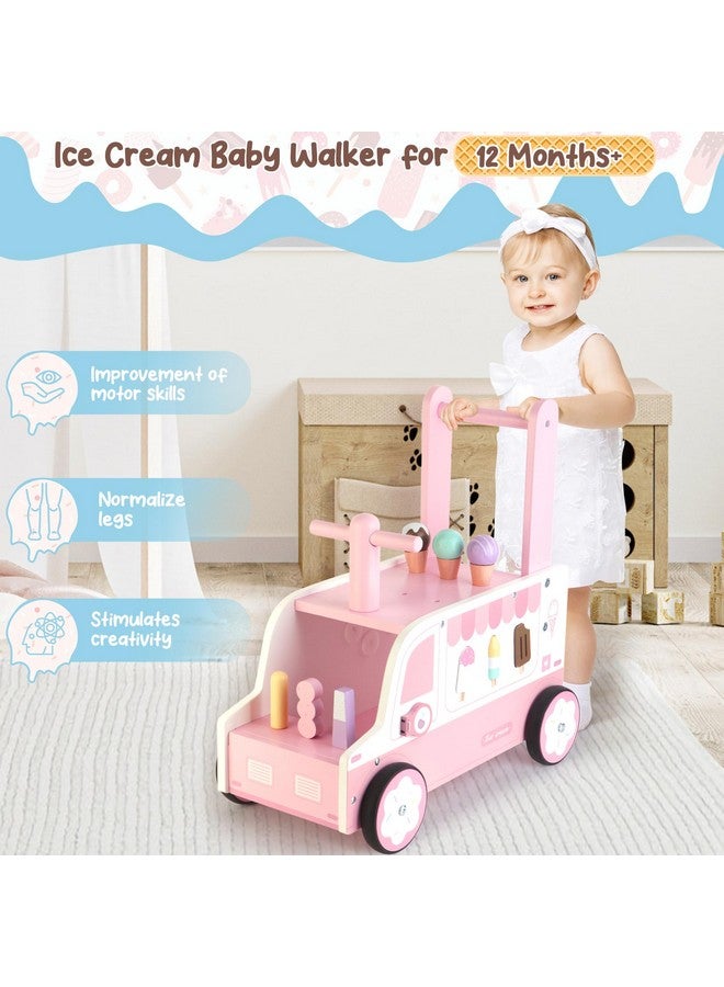 Asweets Wooden Baby Push and Pull Walker with Wheels, Learining Acticity Walker for Boys & Girls, Multiple Activities Center, Develops Motor Skills & Stimulates, 17.3''L x 9.1''W x 18.1''H - Image 2