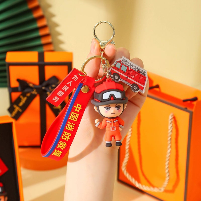 Army Day Cartoon Car Key Chain Tribute Holiday Gifts Fire Fighting Festival Activities Commemorative Promotional Gifts - Image 1