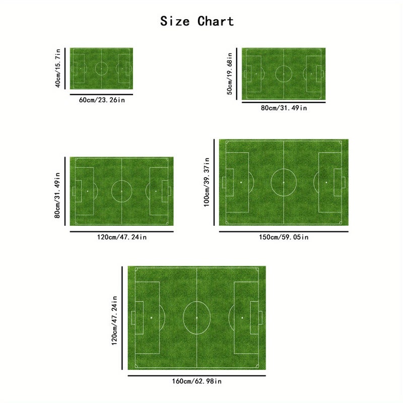 Thick 1.1cm Kitchen Floor Mat Football Field Pattern Non Slip Wear Resistant For Kitchen Living Room Entrance Balcony Home Decoration 40cmx60cm 15.7inx23.62in - Image 3