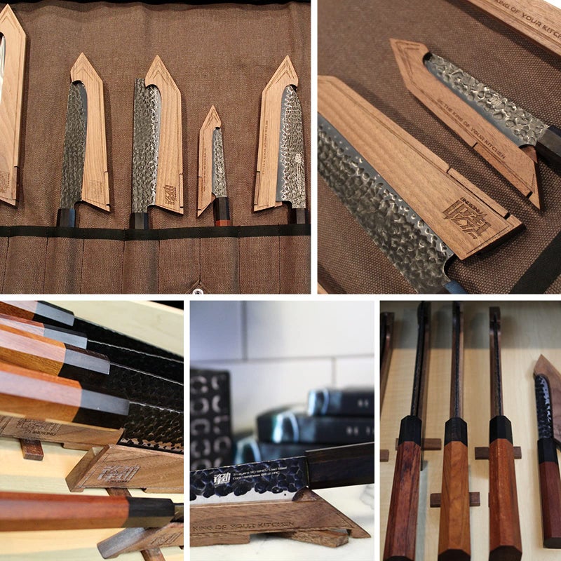 FINDKING Walnut Knife Edge Guard, Wooden Magnetic Knife Sleeve for Counter, Drawer, Knife Bag, Light, Portable Blade Sheath Cover, Suitable for 7" Japanese Kitchen Knife (Knife Not Included) - Image 5