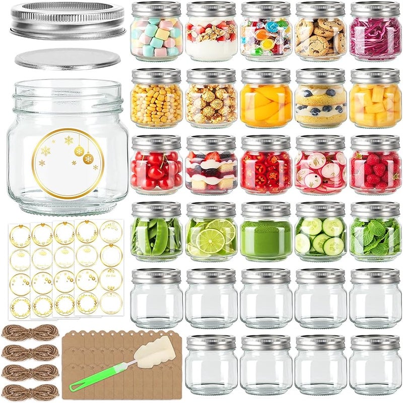StarSide 8 oz Glass Mason Jars with Airtight Lids and Bands,30 Pack with Labels &Tags, Half Pint Canning Jars for Honey, Jam, Candies, Jelly, Spice, DIY Crafts & Wedding Favors - Image 1