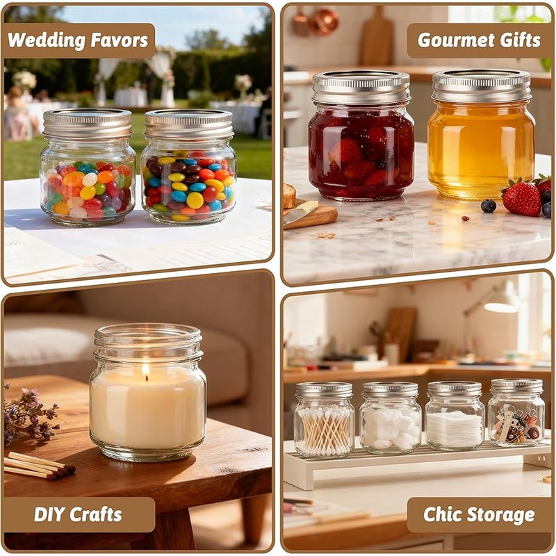 StarSide 8 oz Glass Mason Jars with Airtight Lids and Bands,30 Pack with Labels &Tags, Half Pint Canning Jars for Honey, Jam, Candies, Jelly, Spice, DIY Crafts & Wedding Favors - Image 5