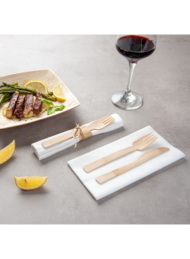 Restaurantware أدوات مائدة مسطحة قابلة للتصرف بطول 6.75 بوصة، 100 مجموعة من أدوات المائدة الخشبية الصديقة للبيئة - تشمل مجموعات أدوات المائدة الشوك/السكاكين/المناشف، مجموعات أدوات المائدة الفاخرة من الخيزران، للحفلات، النزهات، أو حفلات الزفاف - Image 4