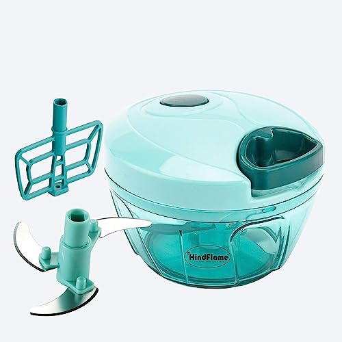 Hindflame Multipurpose Plastic Vegetable Chopper 500 ml Cutter 3 Blades for Effortlessly Chopping Vegetables and Fruits for Your Kitchen, Pool Green 500ml - Image 1