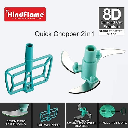 Hindflame Multipurpose Plastic Vegetable Chopper 500 ml Cutter 3 Blades for Effortlessly Chopping Vegetables and Fruits for Your Kitchen, Pool Green 500ml - Image 3