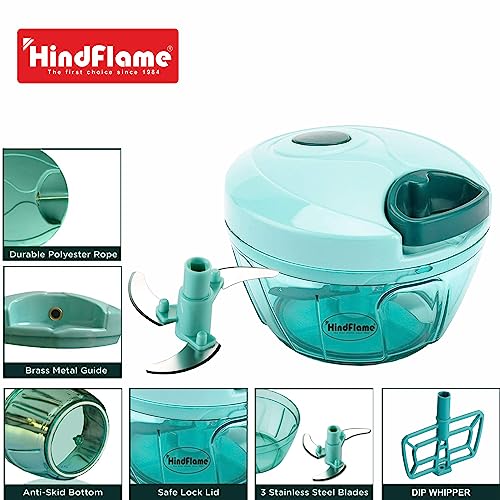 Hindflame Multipurpose Plastic Vegetable Chopper 500 ml Cutter 3 Blades for Effortlessly Chopping Vegetables and Fruits for Your Kitchen, Pool Green 500ml - Image 5