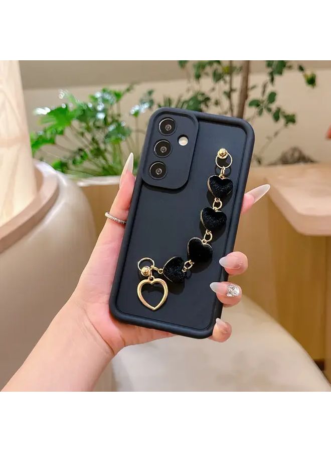 Moto G85 5G Phone Case Black Matte Soft Cover Love Bracelet Bamboo Design - Image 2