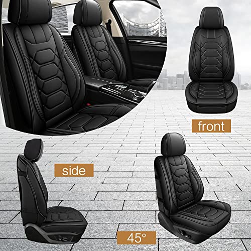 Pariitadin Leather Car Seat Covers Front Pair, Waterproof Faux Leather Seat Covers for Cars, Non-Slip Car Interior Covers Universal Fit for Most Cars Sedans Trucks SUVs, Black - Image 4