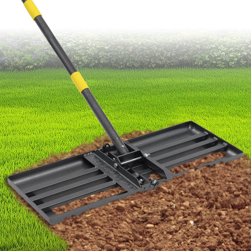 EUIJOIP Heavy Duty Lawn Leveling Rake 30x10 with 72" Adjustable Handle - Commercial Grade Landscape Grading Tool, Foldable Yard Leveler for Soil Sand & Topdressing | Stainless Steel + Ergonomic Design - Image 1
