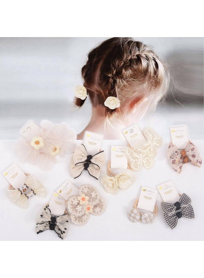 BIANHUAN 10 pairs Hair Ties With Bows 1.2 Inch Small, Ponytail Holders Pigtails Elastic Bands Hair Accessories For [Toddler] Kids [Baby] [Girl]s (Set-B) - Image 1