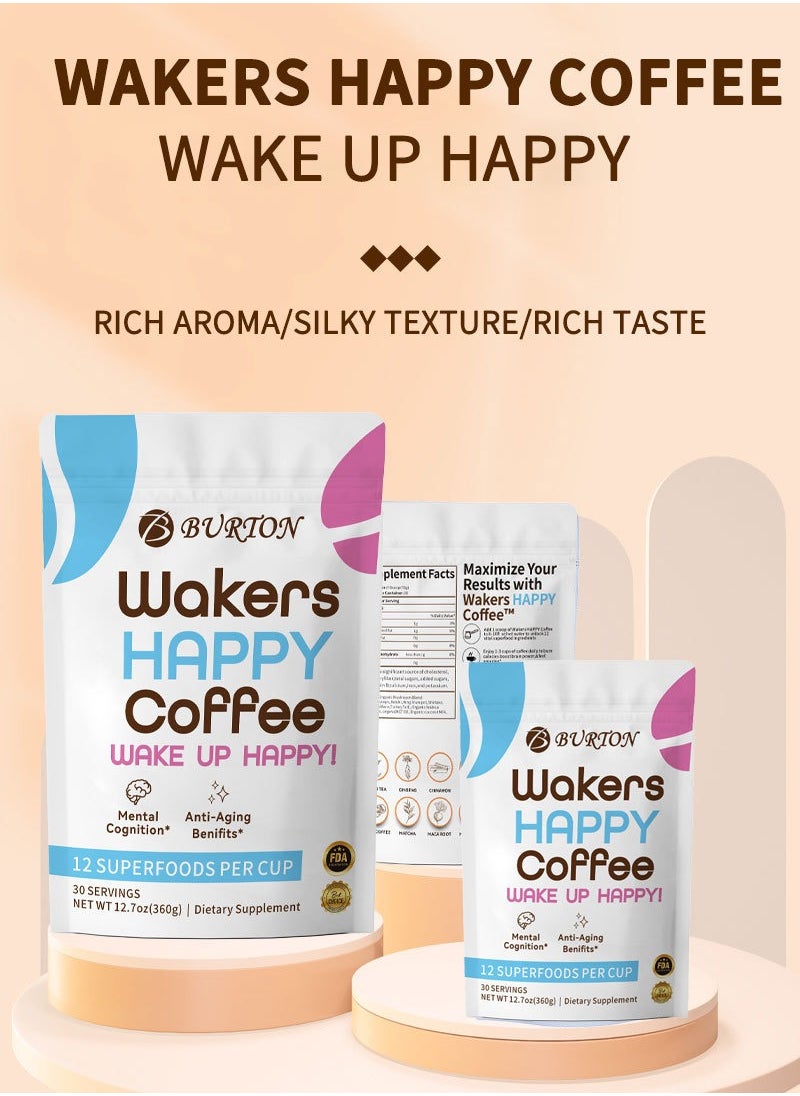 BURTON Wakers HAPPY Coffee,Mushroom Coffee 360g  - Image 2