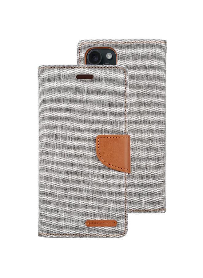 GOOSPERY Case For iPhone 15 Pro CANVAS DIARY Fabric Texture Flip Leather Phone Case  - Image 2