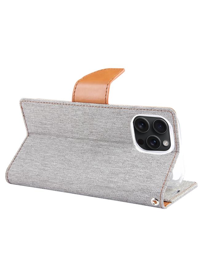 GOOSPERY Case For iPhone 15 Pro CANVAS DIARY Fabric Texture Flip Leather Phone Case  - Image 3