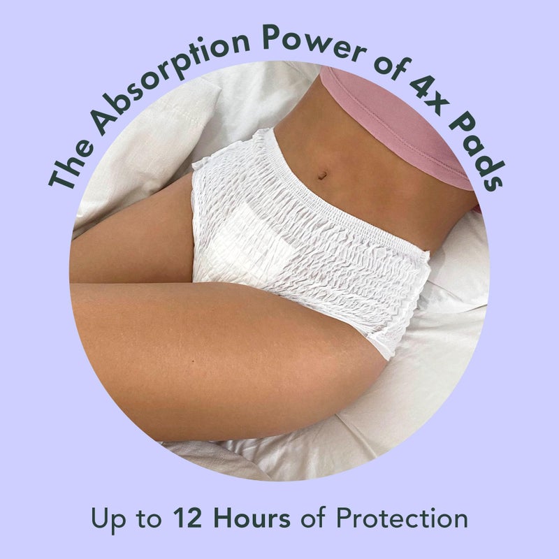 Rael Disposable Underwear for Women, Organic Cotton Cover - Incontinence Pads, Postpartum Essentials, Disposable Underwear, Unscented, Maximum Coverage (Size S-M, 12 Count) - Image 4