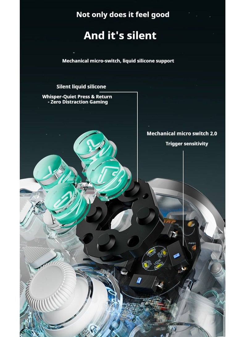 أوليون جهاز التحكم اللاسلكي للألعاب K20 - أزرار حثية وعصي تحكم، إضاءة RGB، متوافق مع الحاسوب/السويتش/iOS/أندرويد، يشمل بطارية 1000 مللي أمبير وقاعدة شحن - Image 2