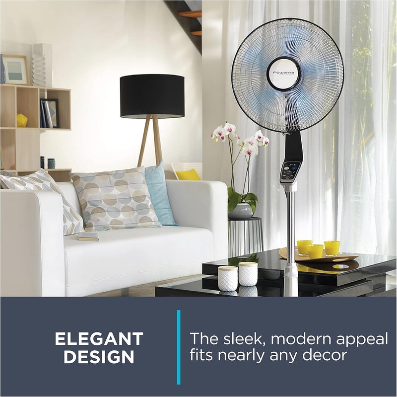 Rowenta Rowenta Pedestal Fan 53 Inches Ultra Quiet Oscillating Fan for Bedroom Portable 5 Speeds Refresh Up to 23Feet Silver Indoor VU5670  - Image 4