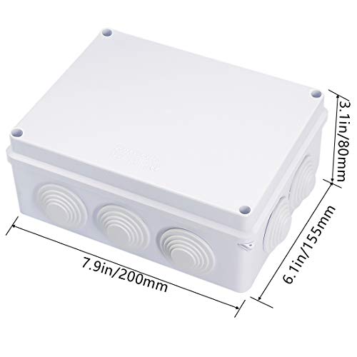 Zulkit Junction Box ABS Plastic Dustproof Waterproof IP65 Universal Electrical Boxes Project Enclosure White 7.9 x 6.1 x 3.1 inch (200 x155 x 80mm) - Image 2