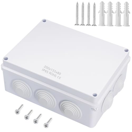 Zulkit Junction Box ABS Plastic Dustproof Waterproof IP65 Universal Electrical Boxes Project Enclosure White 7.9 x 6.1 x 3.1 inch (200 x155 x 80mm) - Image 1