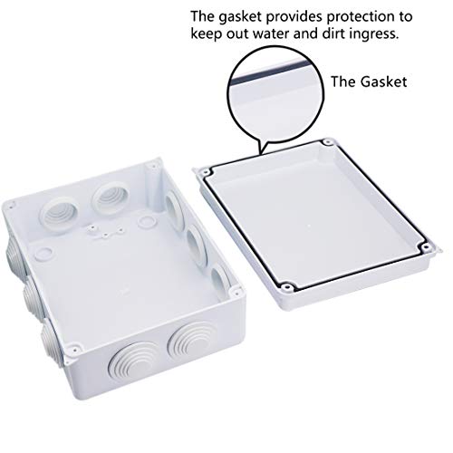 Zulkit Junction Box ABS Plastic Dustproof Waterproof IP65 Universal Electrical Boxes Project Enclosure White 7.9 x 6.1 x 3.1 inch (200 x155 x 80mm) - Image 5