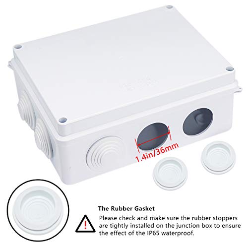 Zulkit Junction Box ABS Plastic Dustproof Waterproof IP65 Universal Electrical Boxes Project Enclosure White 7.9 x 6.1 x 3.1 inch (200 x155 x 80mm) - Image 4