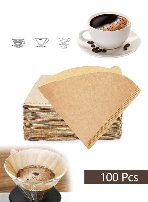 Coffee Filters, V60 Coffee Filter Paper, 2-4 Cups Natural Disposable Coffee Filters, Unbleached Coffee Paper Filters V02, Compatible with V60 Dripper and No.2 Size Pour Over Drippers, 100pcs