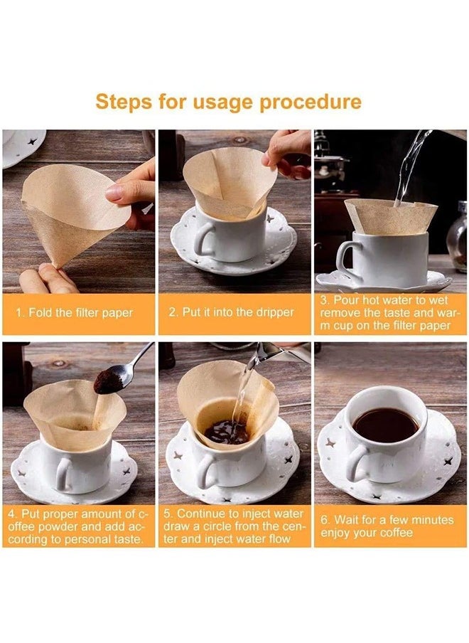 Bukela - Coffee Filters, V60 Coffee Filter Paper, 2-4 Cups Natural Disposable Coffee Filters, Unbleached Coffee Paper Filters V02, Compatible with V60 Dripper and No.2 Size Pour Over Drippers, 100pcs - Image 1