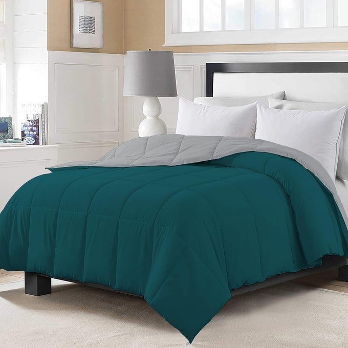 200 GSM SOFT AC COMFORTER HOTEL QUALITYDOWN ALTERNATIVE REVERSIBLE COMFORTER 92 X 106 INCHES233CM X 269CM ALL SEASON AC COMFORTERBLANKETQUILTRAJAI KING SIZESILVERTEAL