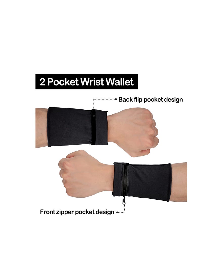 Generic - 6 Pieces Wrist Sweatbands Wrist Wallet Wristband Pocket with Zipper Sports Color Wrist Pouch Phone Coin Keys Storage for Women Men Running Walking Hiking Jogging - Image 1