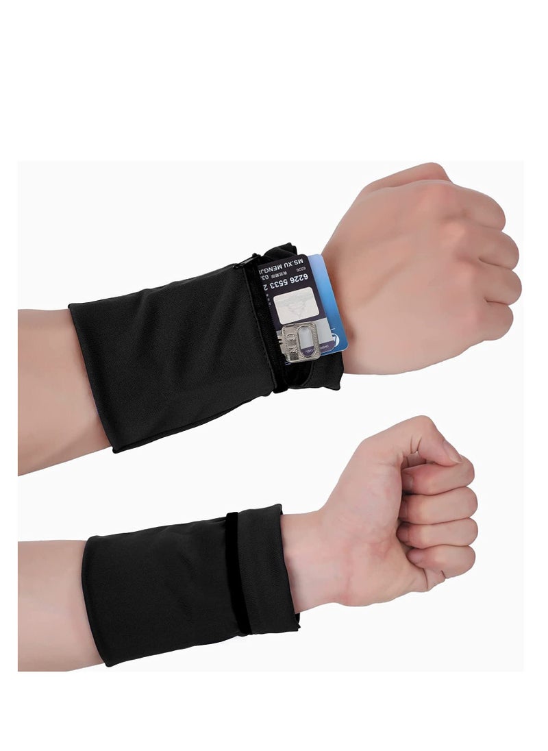 Generic - 6 Pieces Wrist Sweatbands Wrist Wallet Wristband Pocket with Zipper Sports Color Wrist Pouch Phone Coin Keys Storage for Women Men Running Walking Hiking Jogging - Image 1