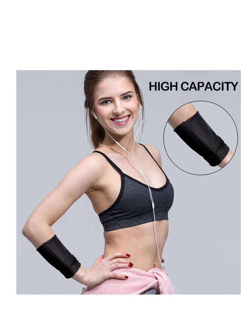Generic - 6 Pieces Wrist Sweatbands Wrist Wallet Wristband Pocket with Zipper Sports Color Wrist Pouch Phone Coin Keys Storage for Women Men Running Walking Hiking Jogging - Image 1