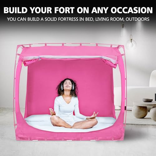 RIYDH Bed Tent Bed Canopy King Size Tents for Adult and Kids- Original Design Portable Dream Tent Indoor Sleeping Tents 80% Blackout with 3 Doors Breathable Big Space Tents - Image 4