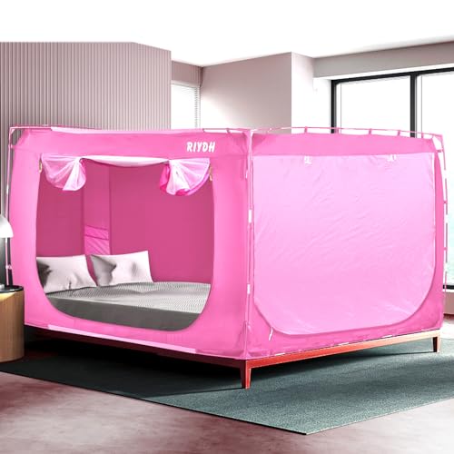 RIYDH Bed Tent Bed Canopy King Size Tents for Adult and Kids- Original Design Portable Dream Tent Indoor Sleeping Tents 80% Blackout with 3 Doors Breathable Big Space Tents - Image 1