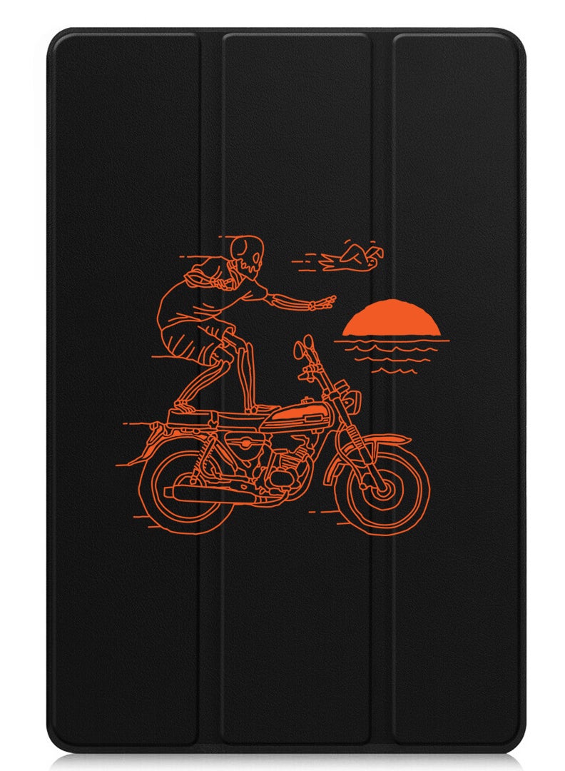 Theodor Protective Flip Case For Lenovo Tab M11 (2024) With Trifold Stand Auto Wake Sleep Shockproof Cover Skull Rider orange - Image 1