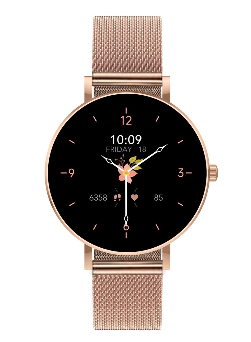 جي تاب ساعة ذكية G-Tab GLR3 Princess للنساء مع مكالمات بلوتوث، شاشة AMOLED مقاس 1.09 بوصة، متتبع لياقة بدنية مع معدل ضربات القلب، SpO2 وصحة المرأة، مقاومة للماء IP68، متوافقة مع iPhone وAndroid - Image 2