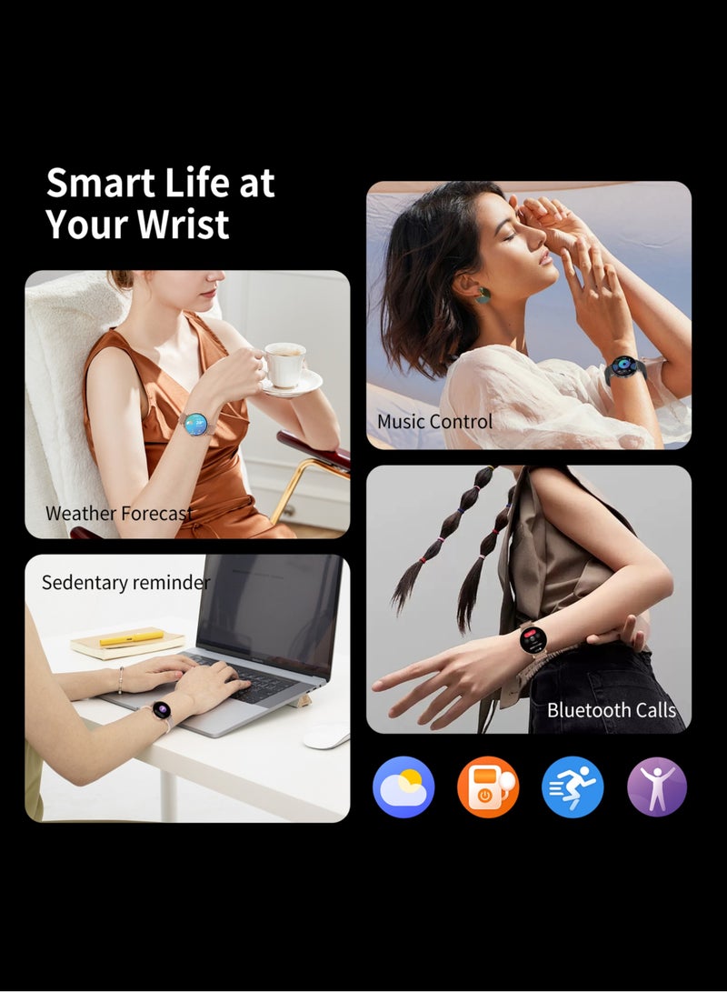 جي تاب ساعة ذكية G-Tab GLR3 Princess للنساء مع مكالمات بلوتوث، شاشة AMOLED مقاس 1.09 بوصة، متتبع لياقة بدنية مع معدل ضربات القلب، SpO2 وصحة المرأة، مقاومة للماء IP68، متوافقة مع iPhone وAndroid - Image 5