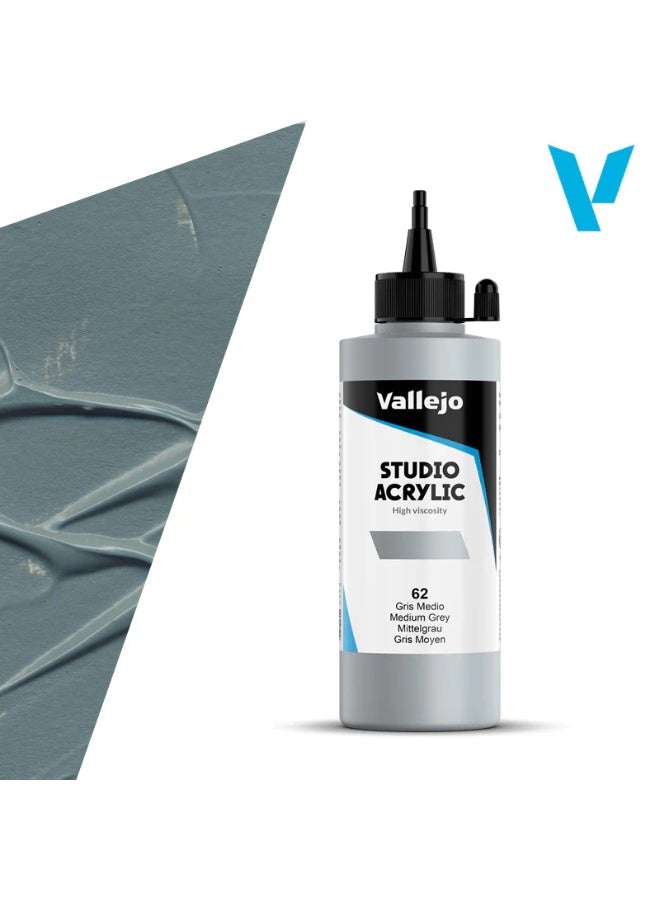 فاليجو طلاء أكريليك ستوديو ٢٠٠ مل - رمادي متوسط ​​| لون أكريليك احترافي عالي الصبغة