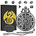 Keller & Weber Mini DND Dice Set with Steampunk Dark Silver Hollow Gear Pocket Watch Shell Case 7pcs Polyhedral Metal DD Dice DND Gifts with Gift Box for DND Lovers Role Playing Board Games Accessories - Image 2