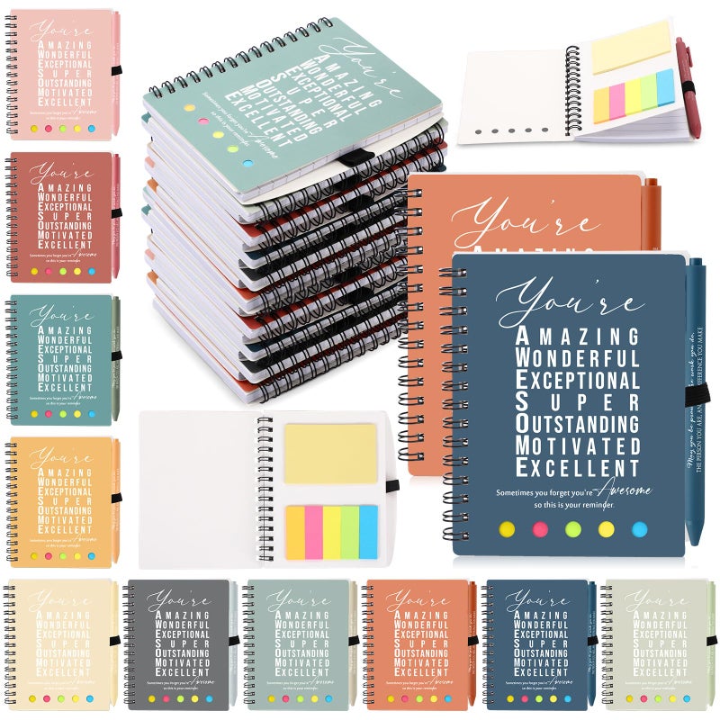 Jetec 25 Sets Christmas Team Employee Appreciation Gifts Motivational Spiral Notebooks with Sticky Notes Ballpoint Pens Coworker Inspirational Thank You Gifts(Bright Color You are) - Image 1