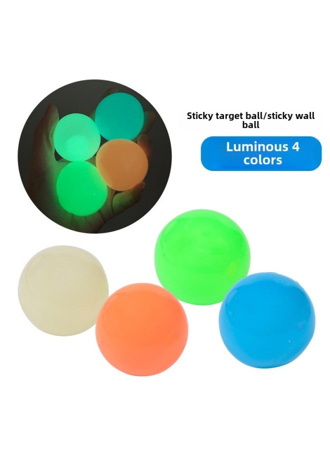 Chattering Luminous Sticky Target Ball Wall Ball Top Suction Ball Pressure Reduction Ball Interactive Top Suction Ball Children's Dart Sticky Ball-Colour:4.5cm Thick Luminous Air Style Green - Image 1