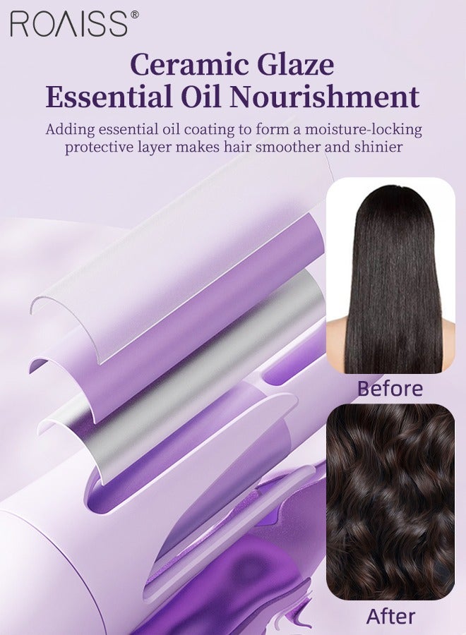 رويس حديد تجعيد الشعر الأوتوماتيكية مقاس 28 مم، مضادة للحروق والتشابك، عصا تجعيد الشعر الدوارة بالأيونات السالبة مع زيت عطري للعناية بالشعر، حديد تجعيد الشعر سريعة التسخين، 3 سرعات لضبط درجة الحرارة للشعر المتوسط ​​والطويل - Image 2